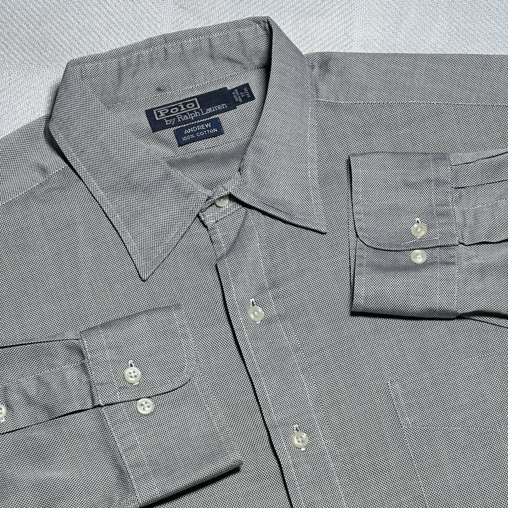 Vintage 90s Polo Ralph Lauren Button Down‎ Shirt Mens 17-34/35 Micro Houndstooth